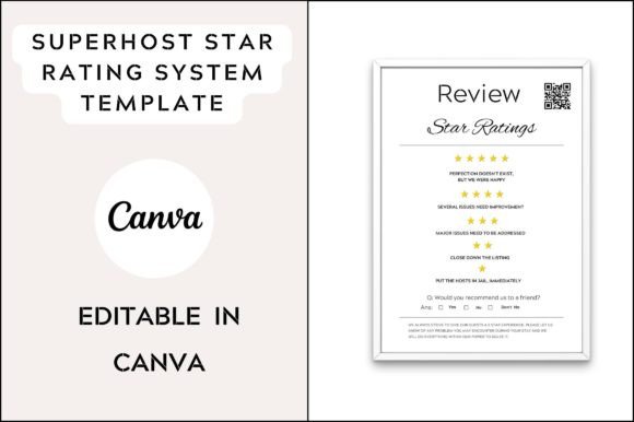 Airbnb Superhost Star Rating Template: Graphics & Print Templates