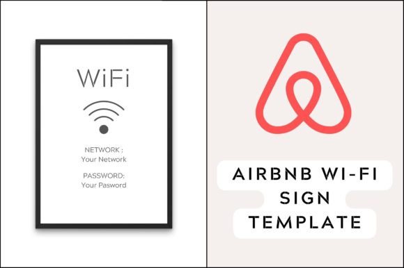 Airbnb Wi-fi Sign Template: Modern Graphics for Editorial Use