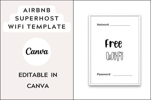 Editable Airbnb Superhost WIFI Template: Graphics & Print Templates