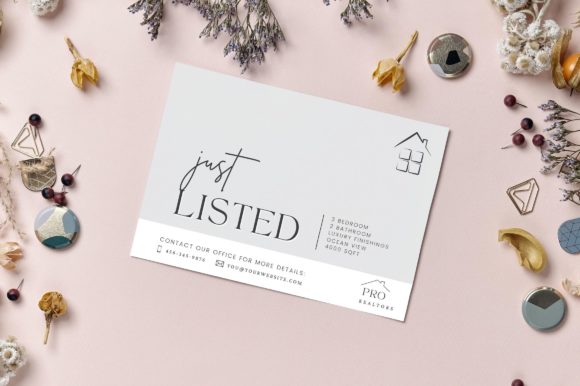 Just Listed Real Estate Postcard: Graphics & Print Templates