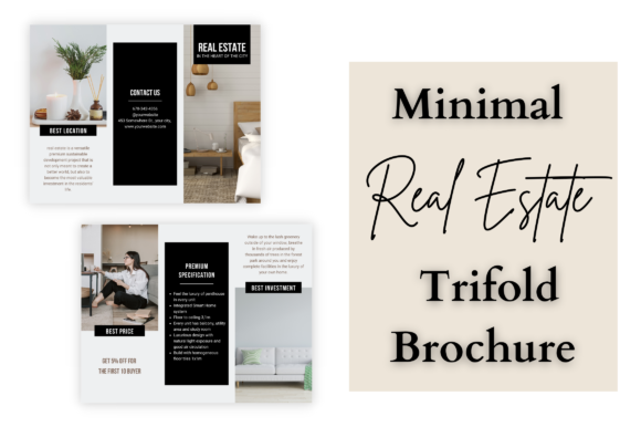 Minimal Real Estate Trifold Brochure: Graphics & Print Templates