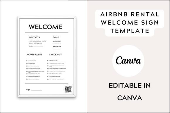 Printable VRBO Welcome Sign Template: Graphics & Print Templates