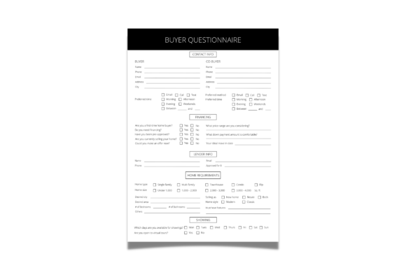 Real Estate Buyer Questionnaire Template: Graphics & Freebies
