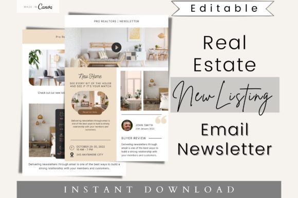 Real Estate Email Newsletter Template: Graphics & Print Templates